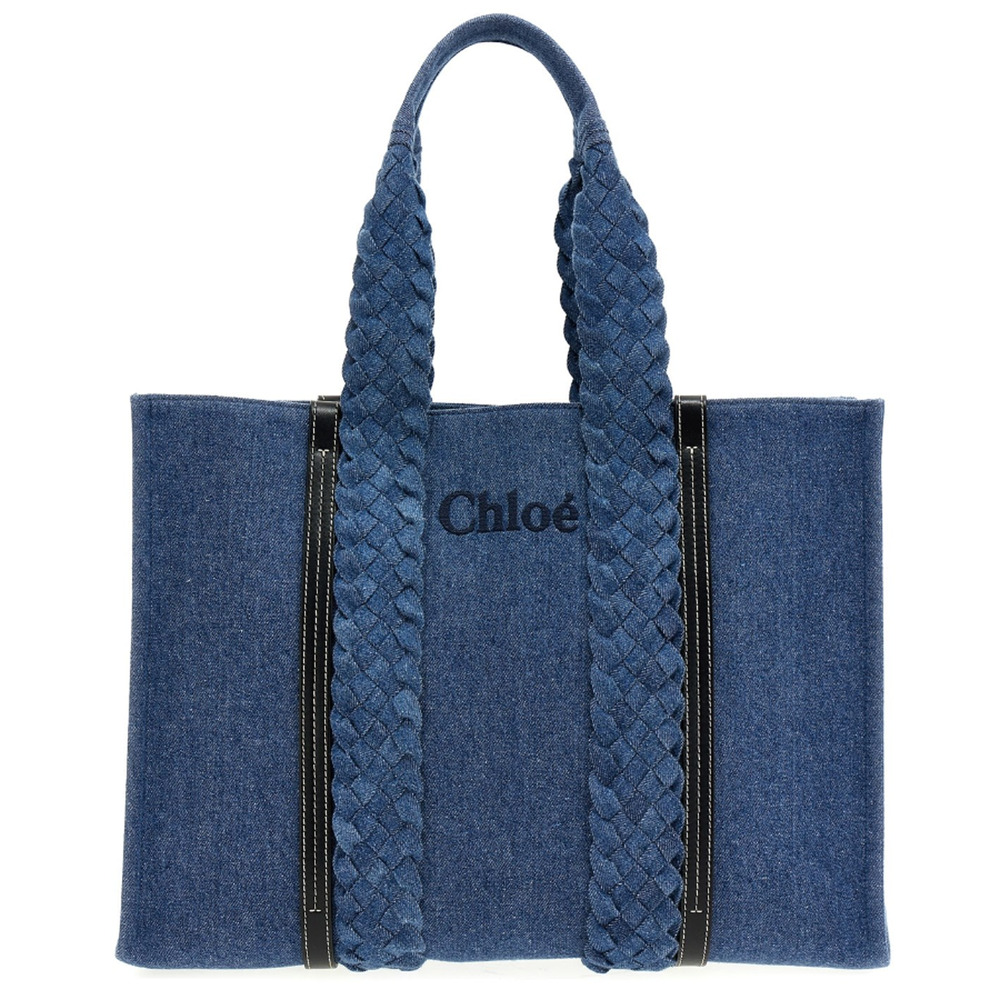 $2K BRAND NEW CHLOE LARGE WOODY DENIM SUMMER TOTE BAG NWT AUTHENTIC